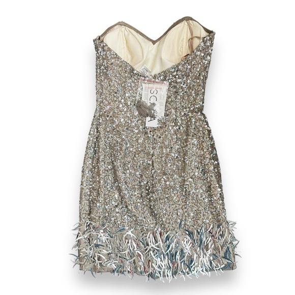 NWT Scala Silver Sequin Strapless Mini Dress Size 0 - Picture 3 of 10